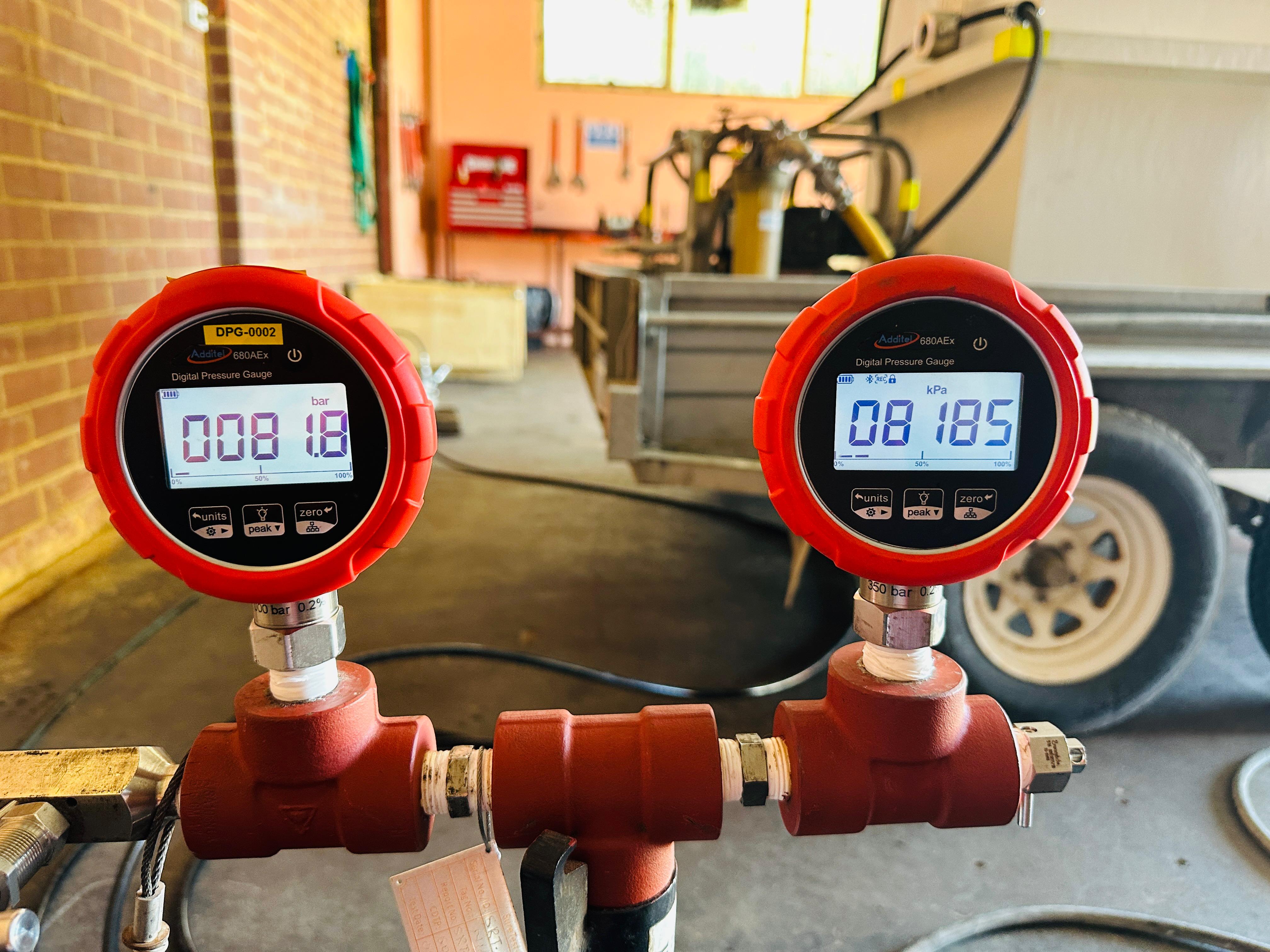 Test trailer fit-out including hose testing manifold and high-pressure valves